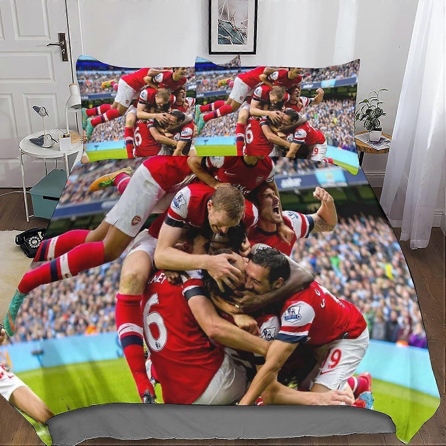 u45 3D Arsenal Effect Children And Adults Printed Comforter Set with Pillowcases Comforter Bedding Set (3d Super Club) m45