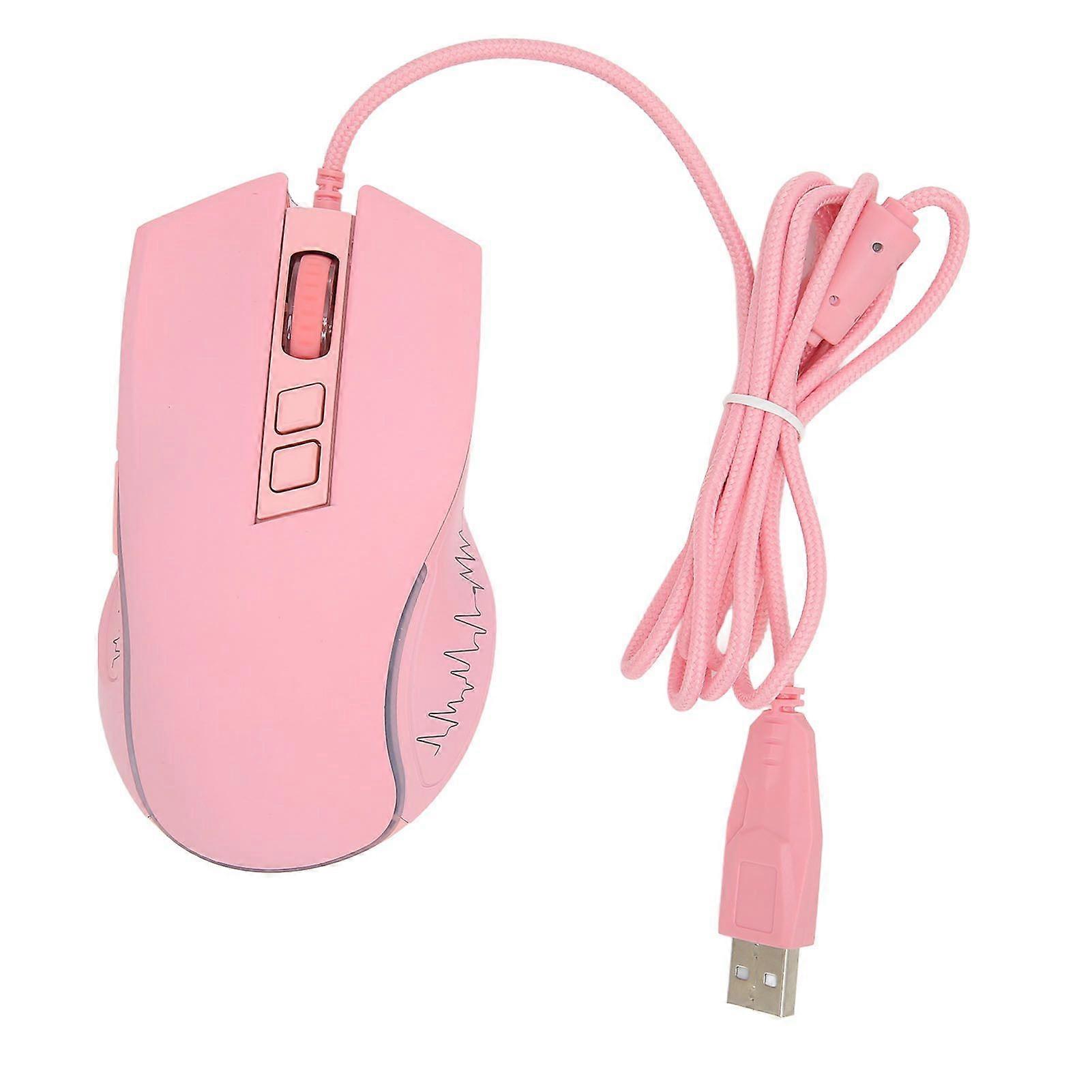 Gaming Mouse USB2.0 4 Adjustable DPI RGB Backlit Ergonomic Design Optical Sensor Laptop Mouse for Gaming Office Home Pink