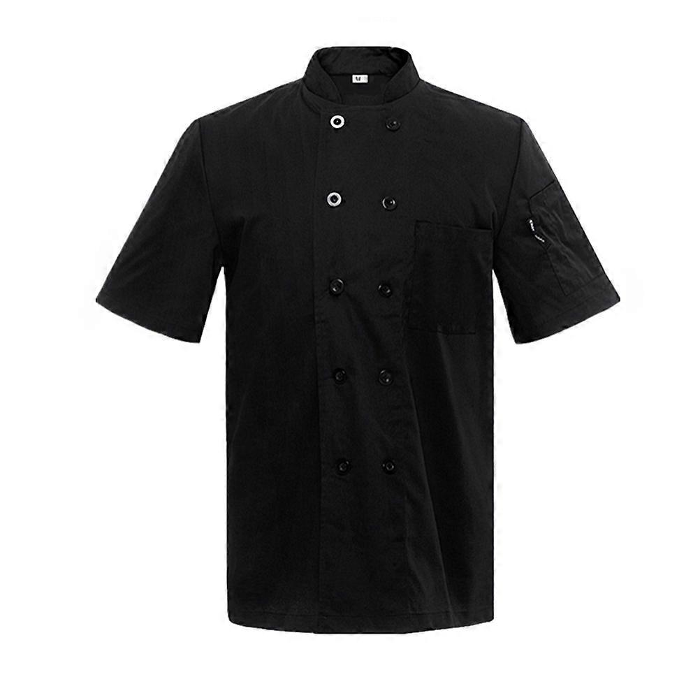 Short Sleeve Chef Jacket Double-Breasted Uniform for Chef Wearing M