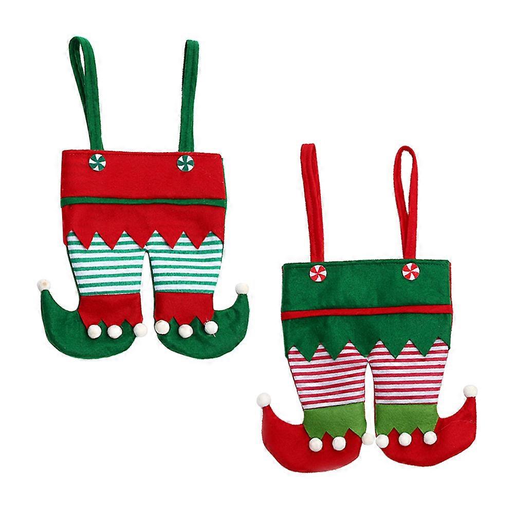 Christmas Candy Bag Elf Feet Pattern for Storage Use 4Pcs Assorted Color