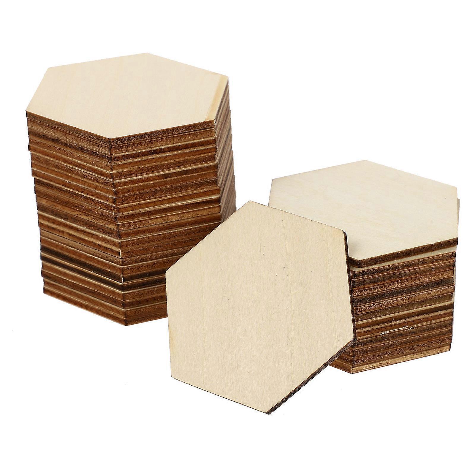 Beech Wooden Hexagon Shapes for Decoration 400Pcs Beige Craft Ornaments