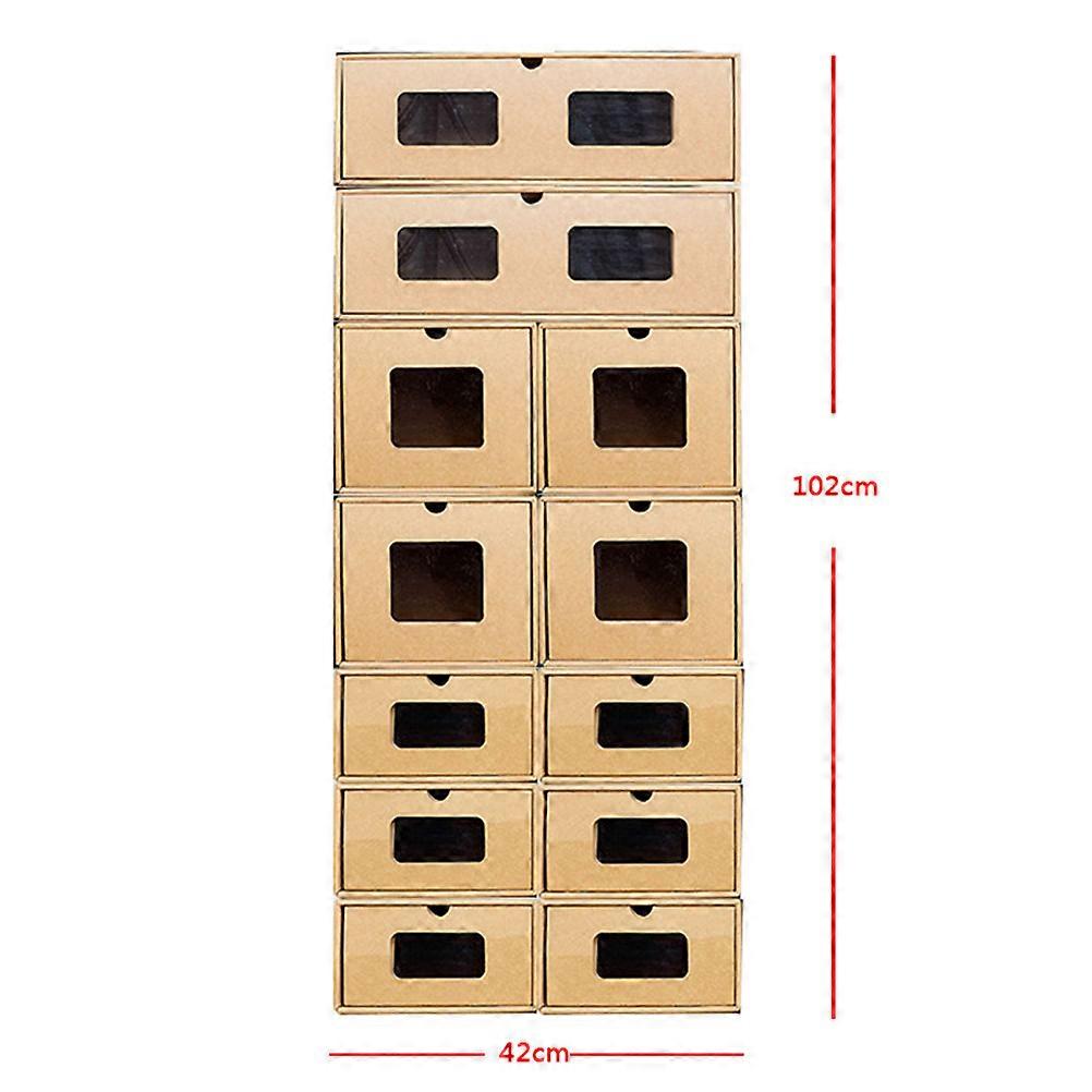Transparent Shoes Case Drawer-Style for Shoes Storage 6Pcs Khaki Paper Shoebox