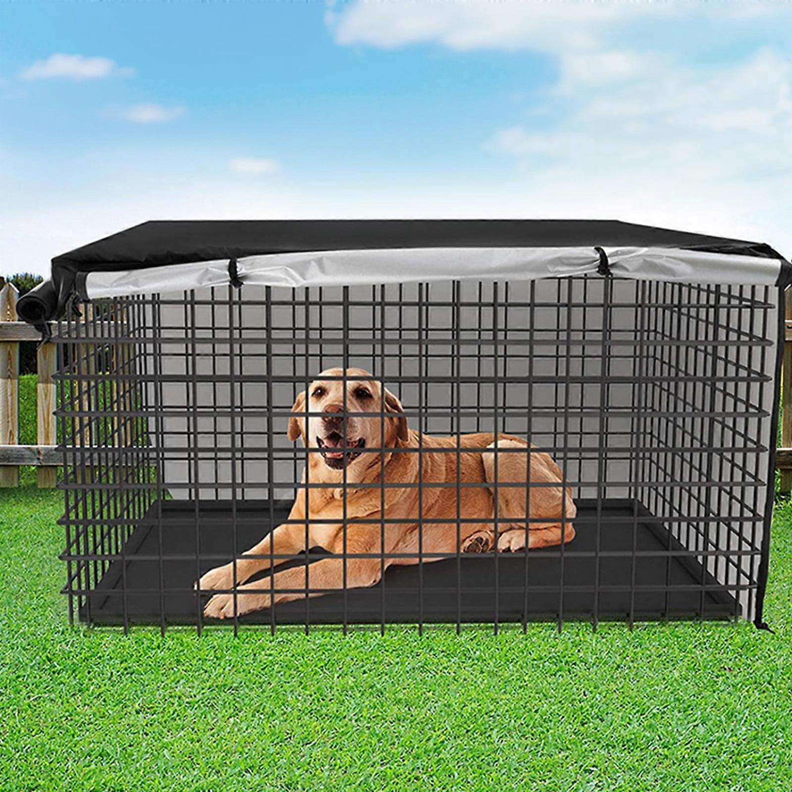 loopsun Dog Crate Cover, compatible with medium and large dog kennels, heavy duty waterproof Oxford fabric, anti-UV with mesh window