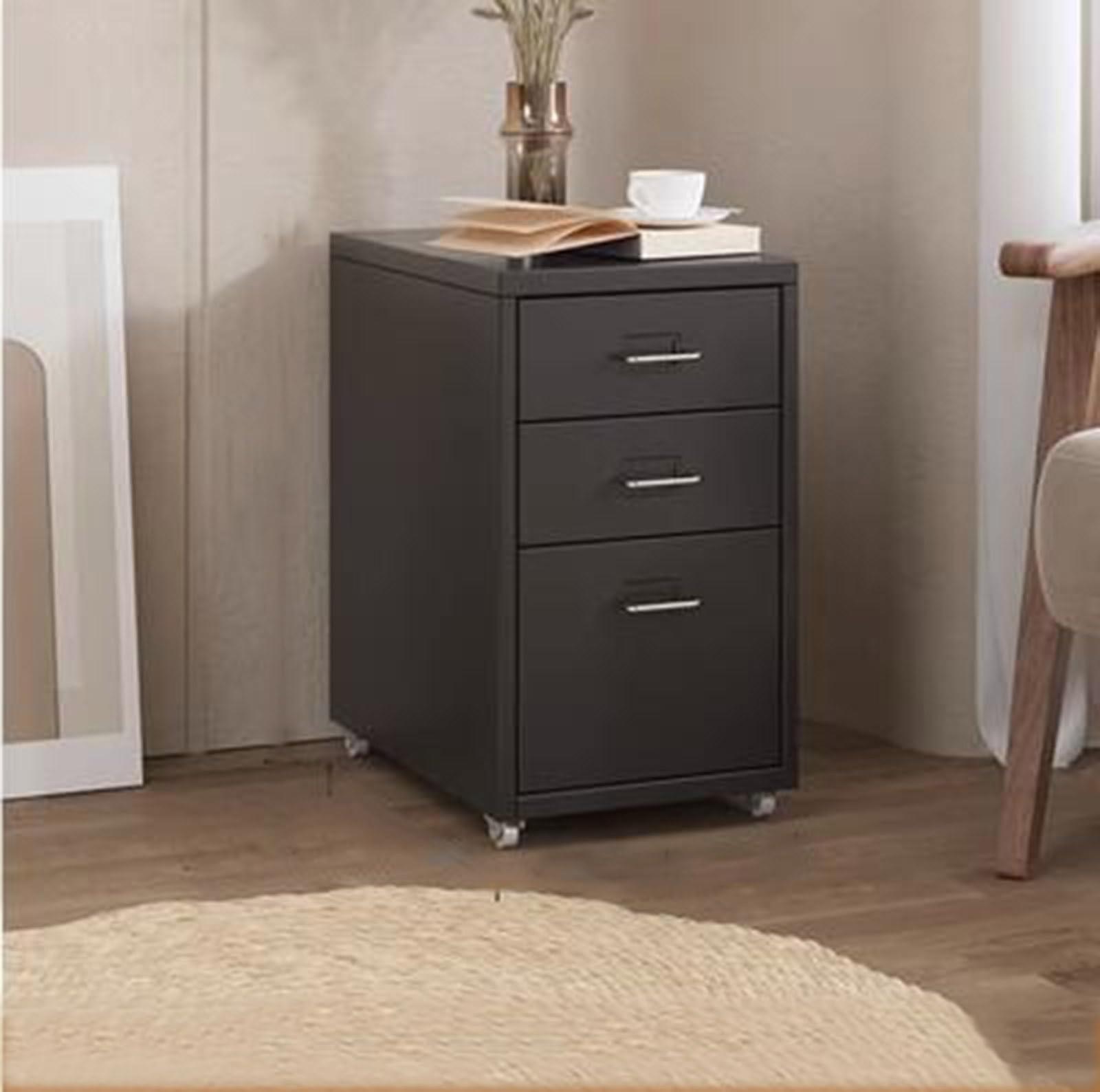 Metal Mobile File Cabinet With Locking Casters, Black, 18x16x11 In, Under Desk Storage Rolling Filing Cabinet On Wheels
