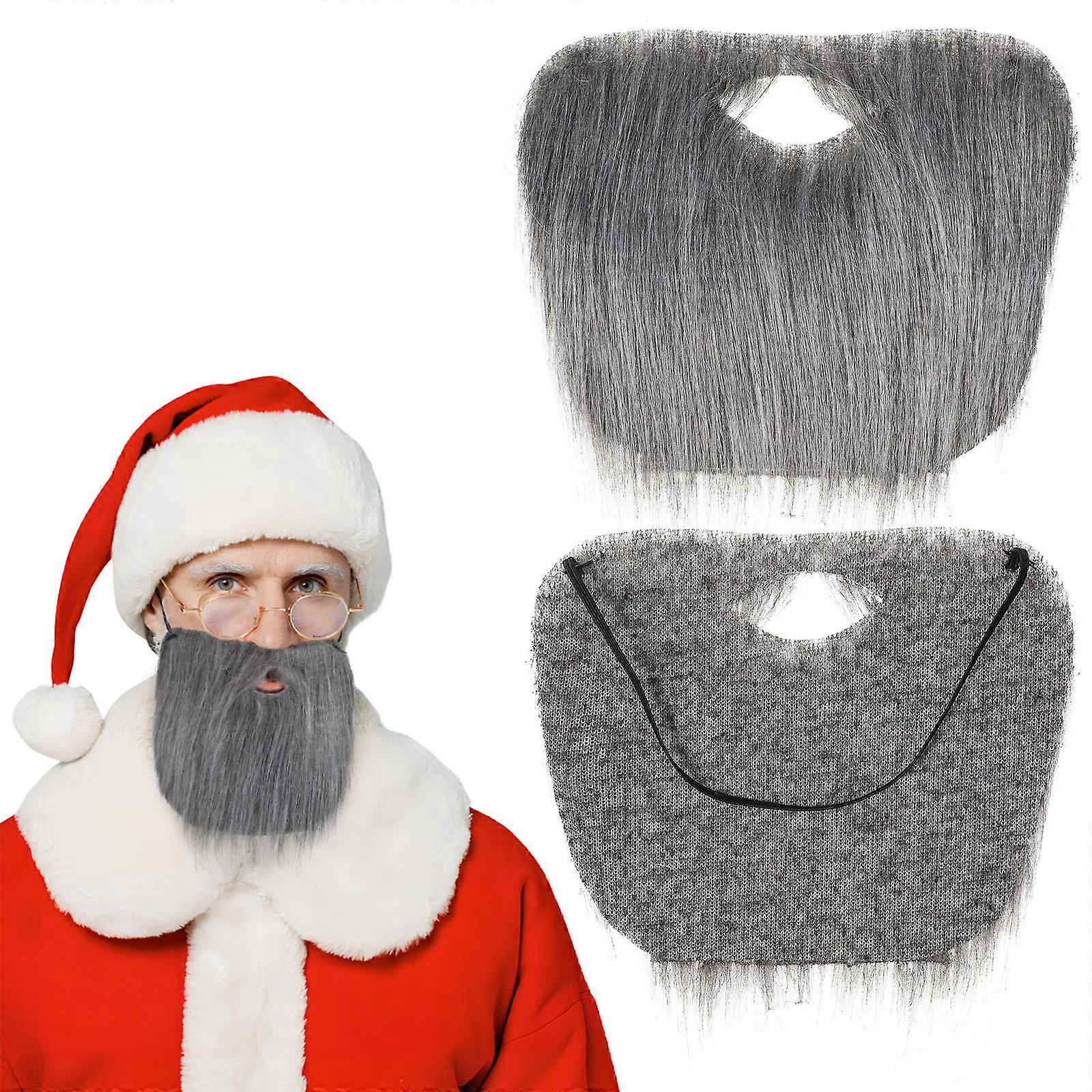 Santa Beard Realistic Costume Beard for Cosplay Use 4Pcs Grey Polyester