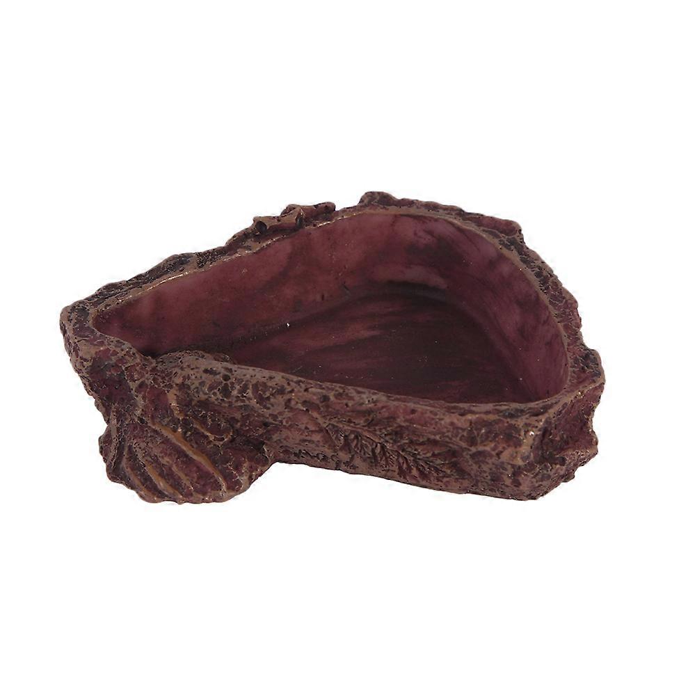 Resin Bowl for Reptile Food Feeding Basin with Tree Bark Look 2Pcs