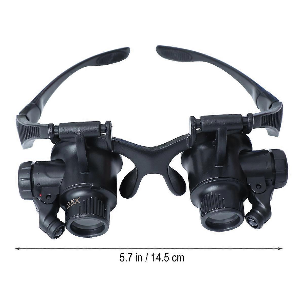 Watch Repair Magnifier Loupe With Lighting For Mechanical Processing Hobbyists 19X14.5cm Black Head-worn Design 1Set