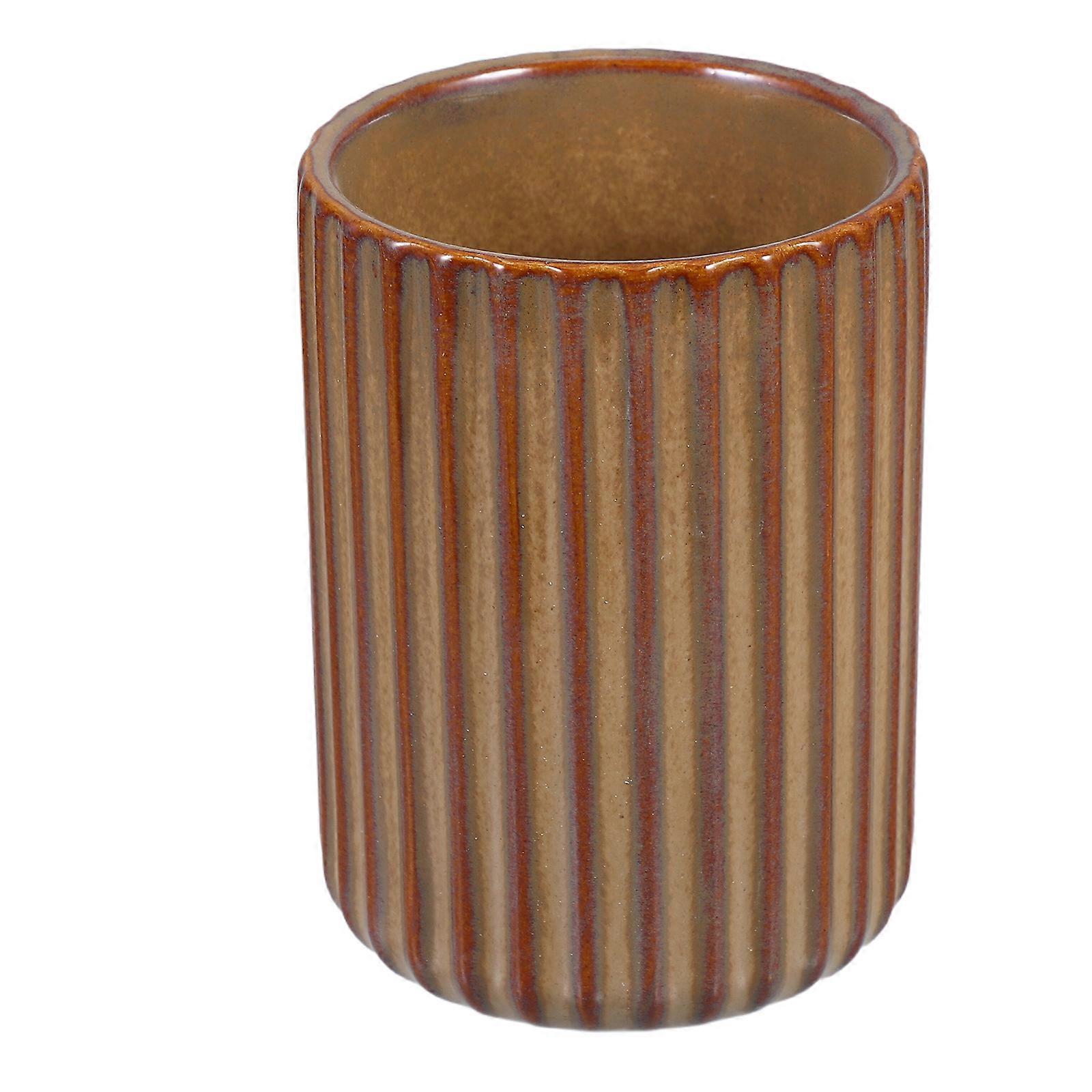Keramisk drikkekopp vannkrus vintage design for hjemmekontor lysebrun 300 ml kapasitet retroform 2 stk