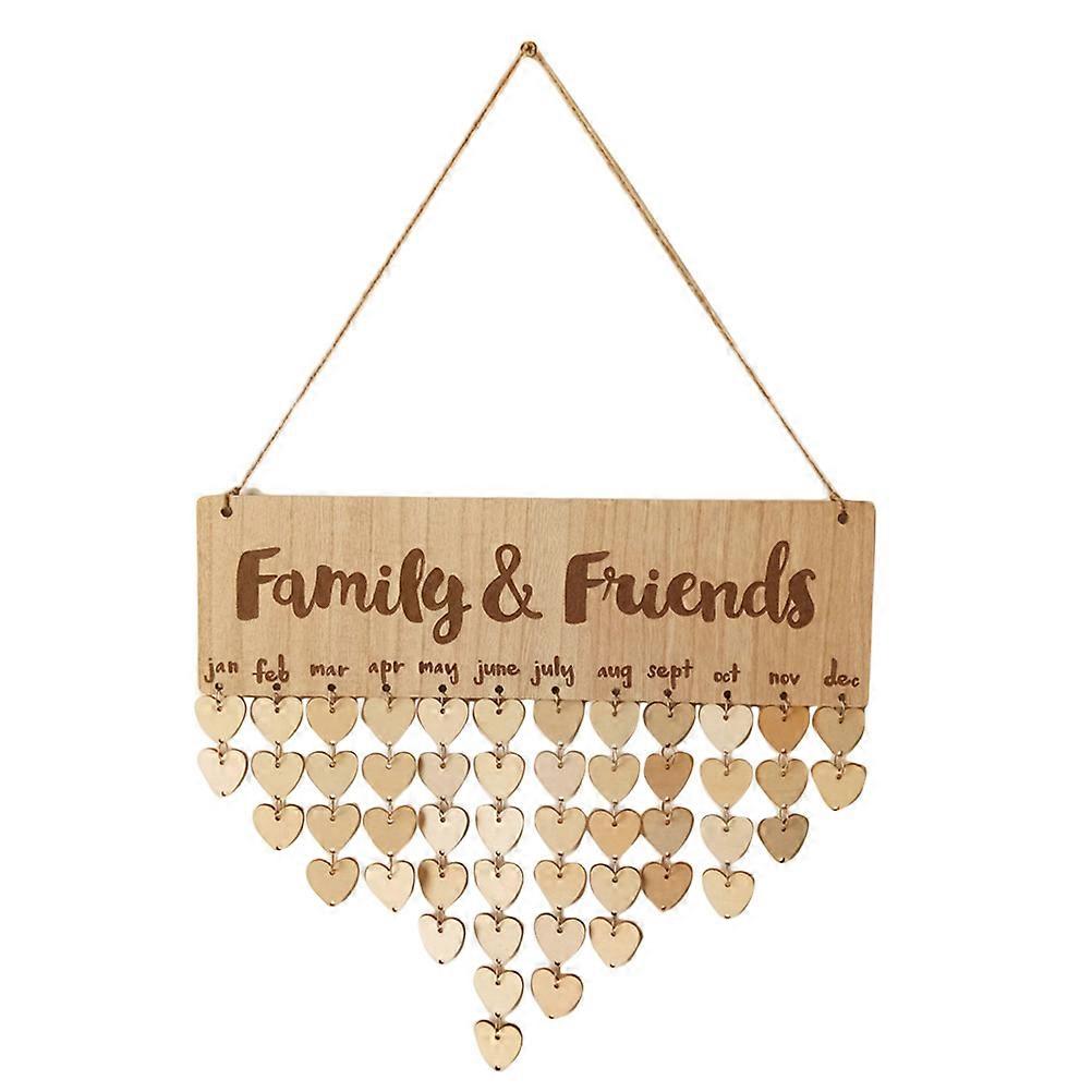 Wooden Calendar Reminder Board for Special Days with Heart-Shaped Plate