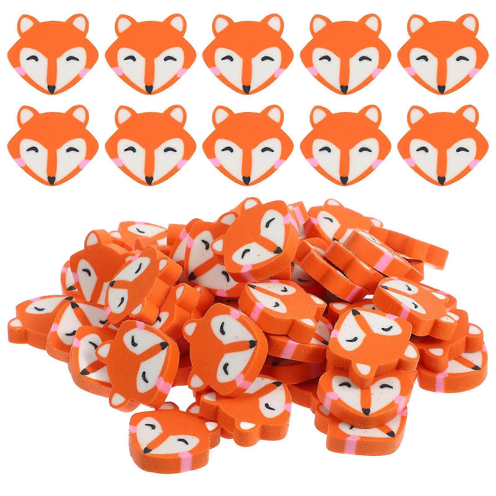 Delicate Fox Eraser Pencil Erasers for Students 250Pcs Portable Orange