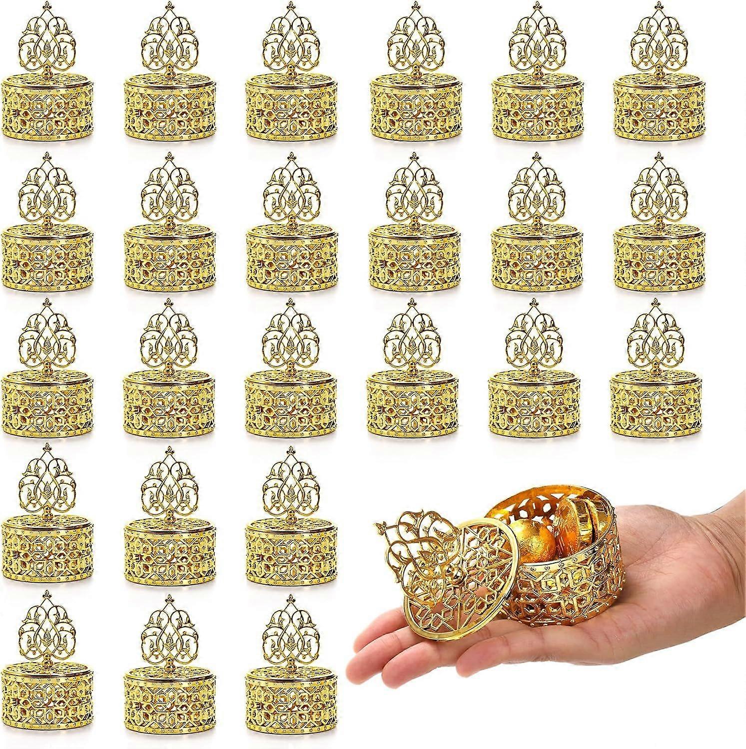 2025 Latest Model 24 Pack Gold Favor Boxes, Mini Plastic Candy Container with