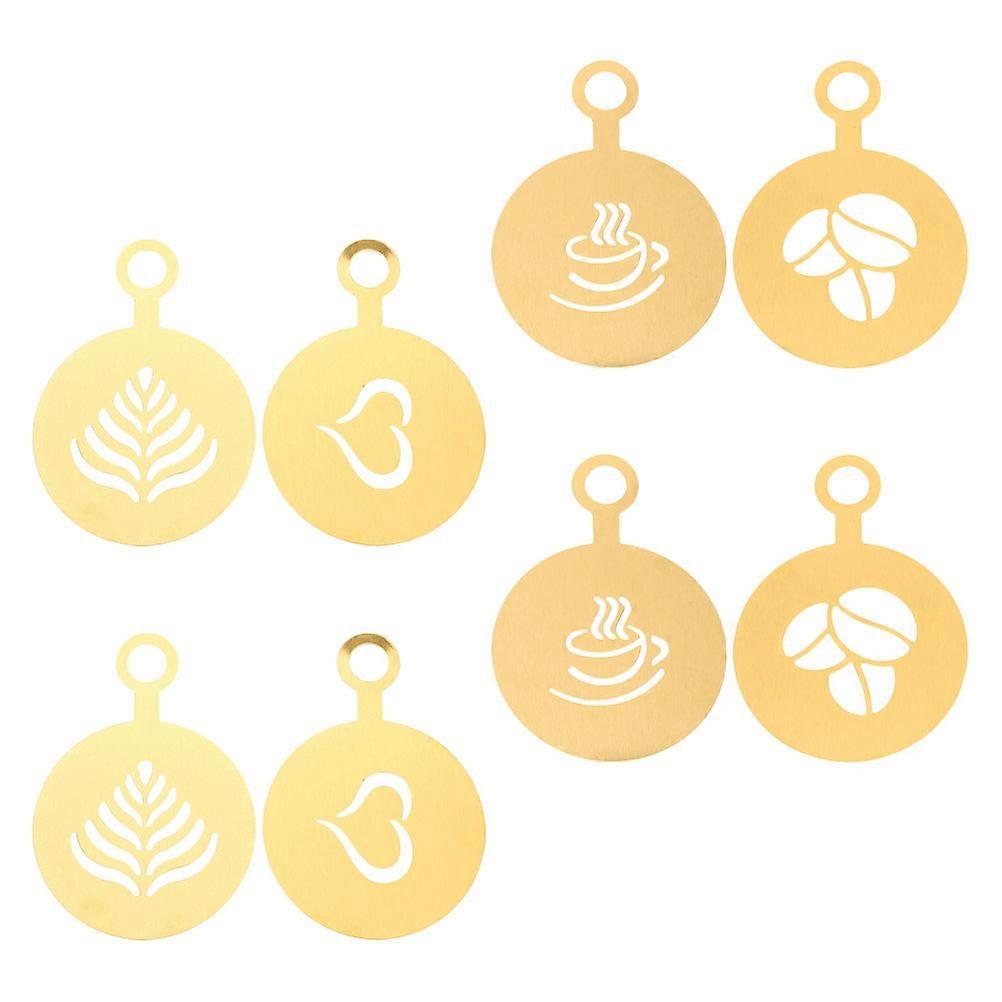 Decorative Coffee Stencils Coffee Decorating Templates Diy Enthusiasts Golden Color For Home And Restaurant Use 8Pcs
