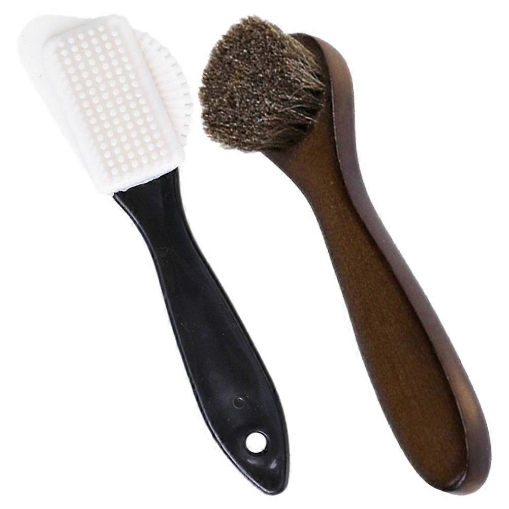 Boot Scrubber 2Pcs For Shoe Care Comfortable Design Wood Handle Polishing Brush