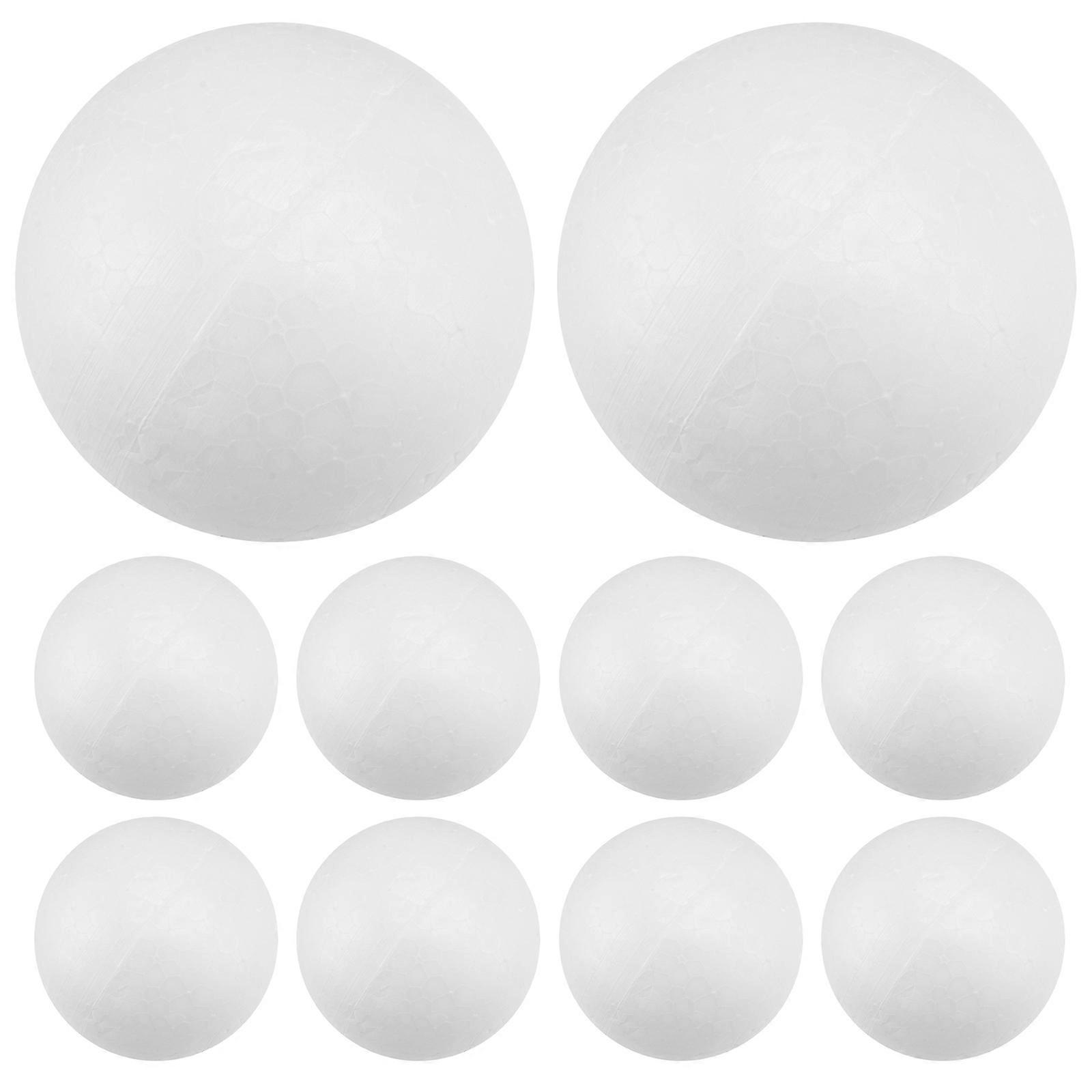White Polystyrene Balls Solid Spheres for Christmas Crafts 10Pcs
