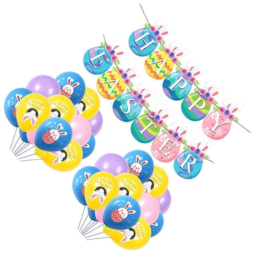 Bunny Balloon Set for Celebrating Easter with Colorful Banners and Decorations Blue Latex 1 Set