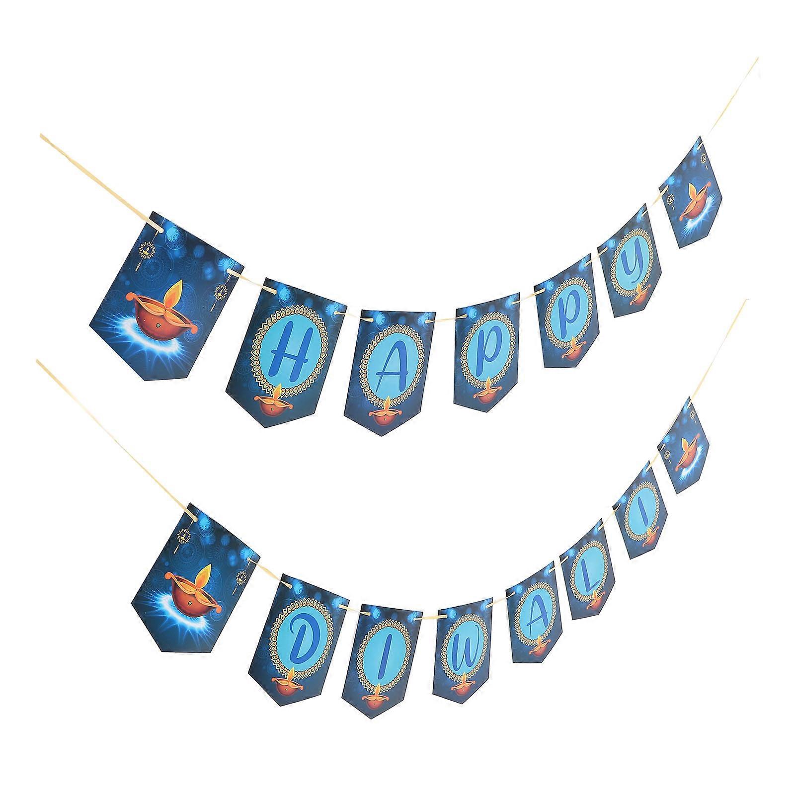 Happy Diwali Banner 3 Sets For Festive Celebrations Rectangular Decorative Paper Effortless Setup