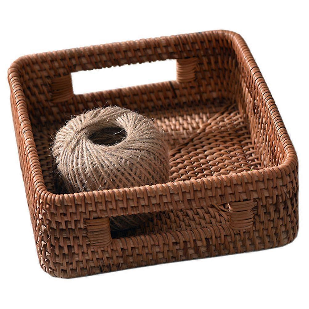 Desktop Storage Basket Rattan Holder for Snacks and Sundries 3Pcs Woven Set