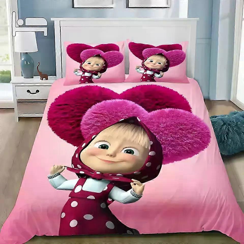 (bbyx472) M-Masha e Orsi Set copripiumino e federa stampati in 3D per letto matrimoniale, matrimoniale, king size, per l'arredamento della camera da letto