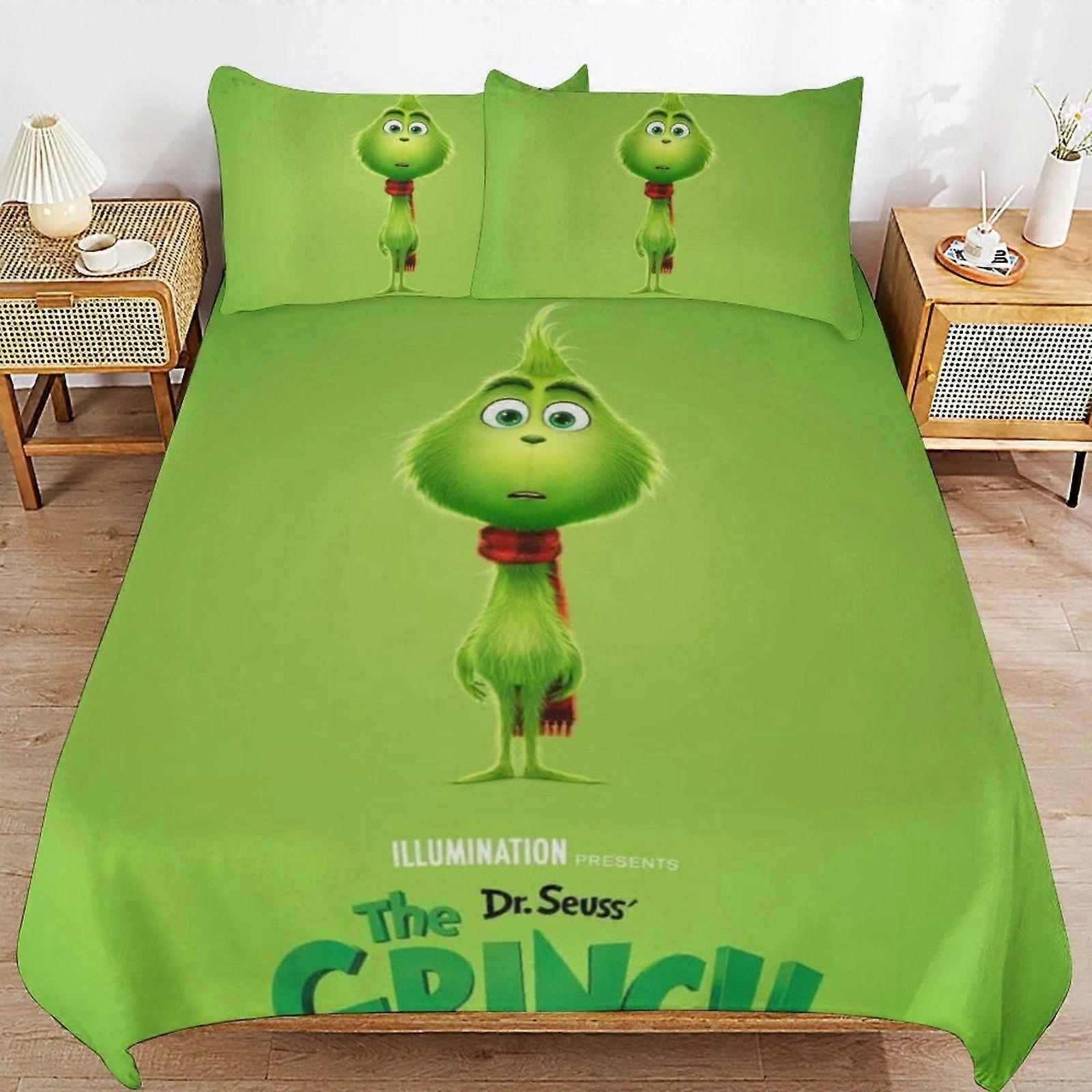 q89 The Grinch Durable Easy Care Smooth Finish Bedding Solution Soft Zipper Closure Duvet Cover Sets Choice d89