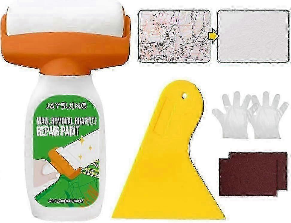 Roller Brush for Wall Repair with Fast-Drying White Paint Kit