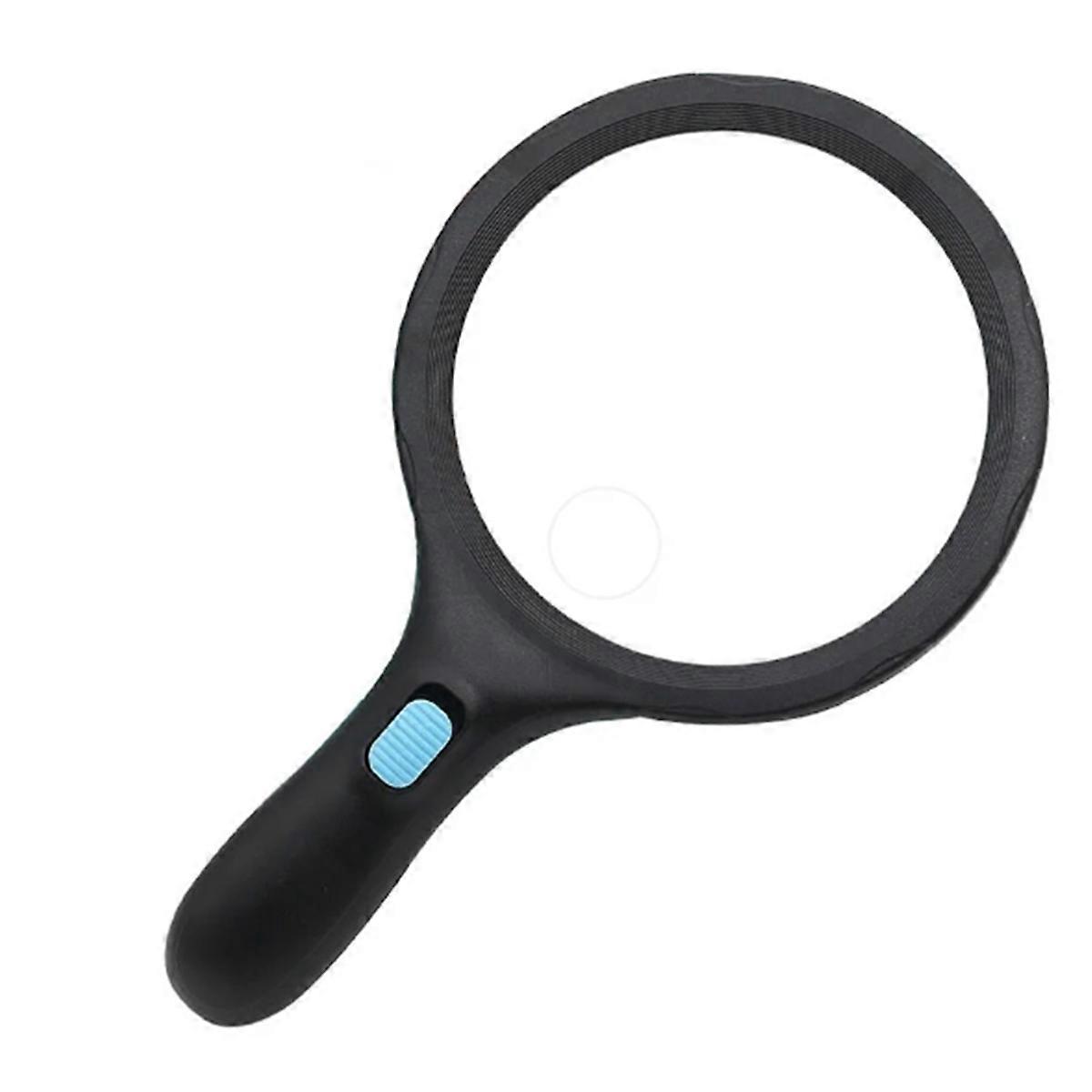 Lupa grande portátil de 138 mm com 12 luzes LED e alça antiderrapante, ampliação dupla