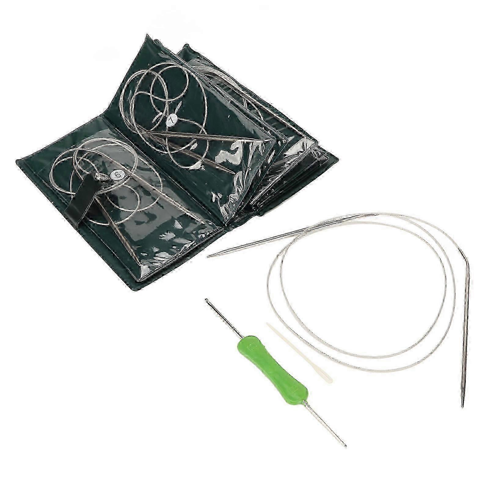 11 Pcs Circular Knitting Needles Set Length 120cm Comfortable Handle Knitting Needles for DIY Hats Scarves Gloves &My