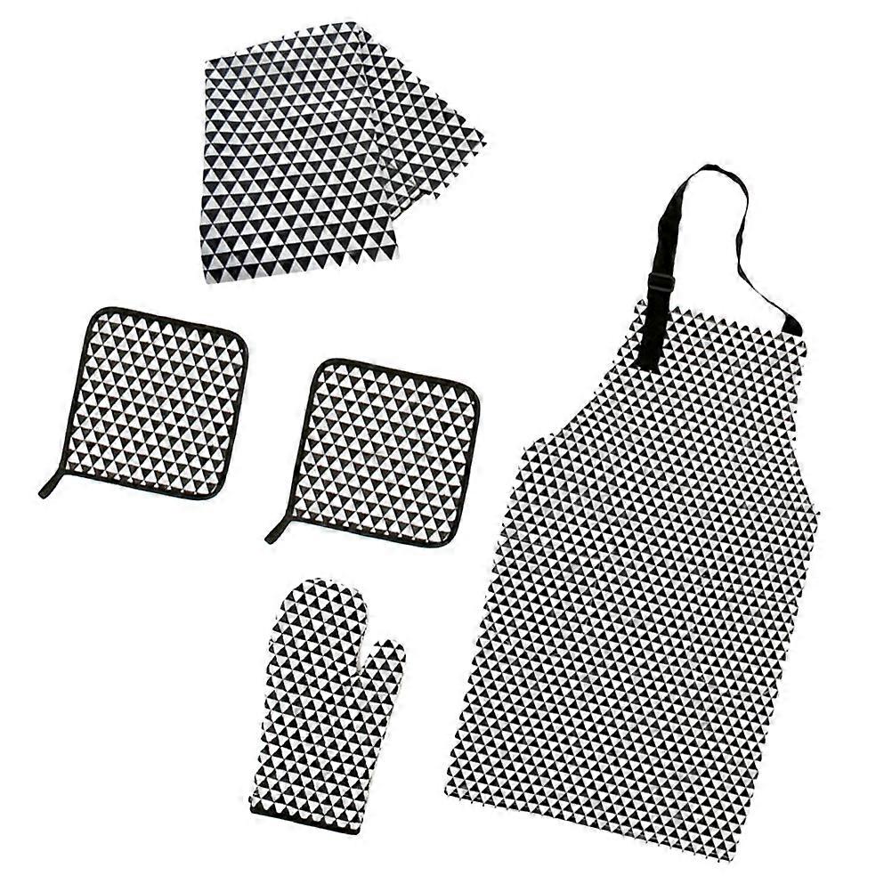Kitchen Accessories Black Apron for Cooking Use 5Pcs Triangle Shape Set