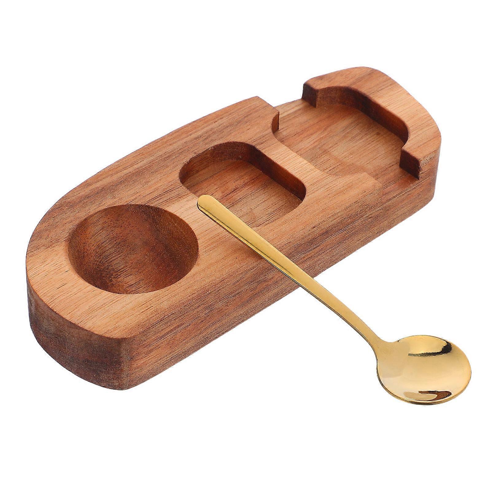 Wooden Egg Tray for Storage Use with Serving Spoon 4Sets Coffee Color