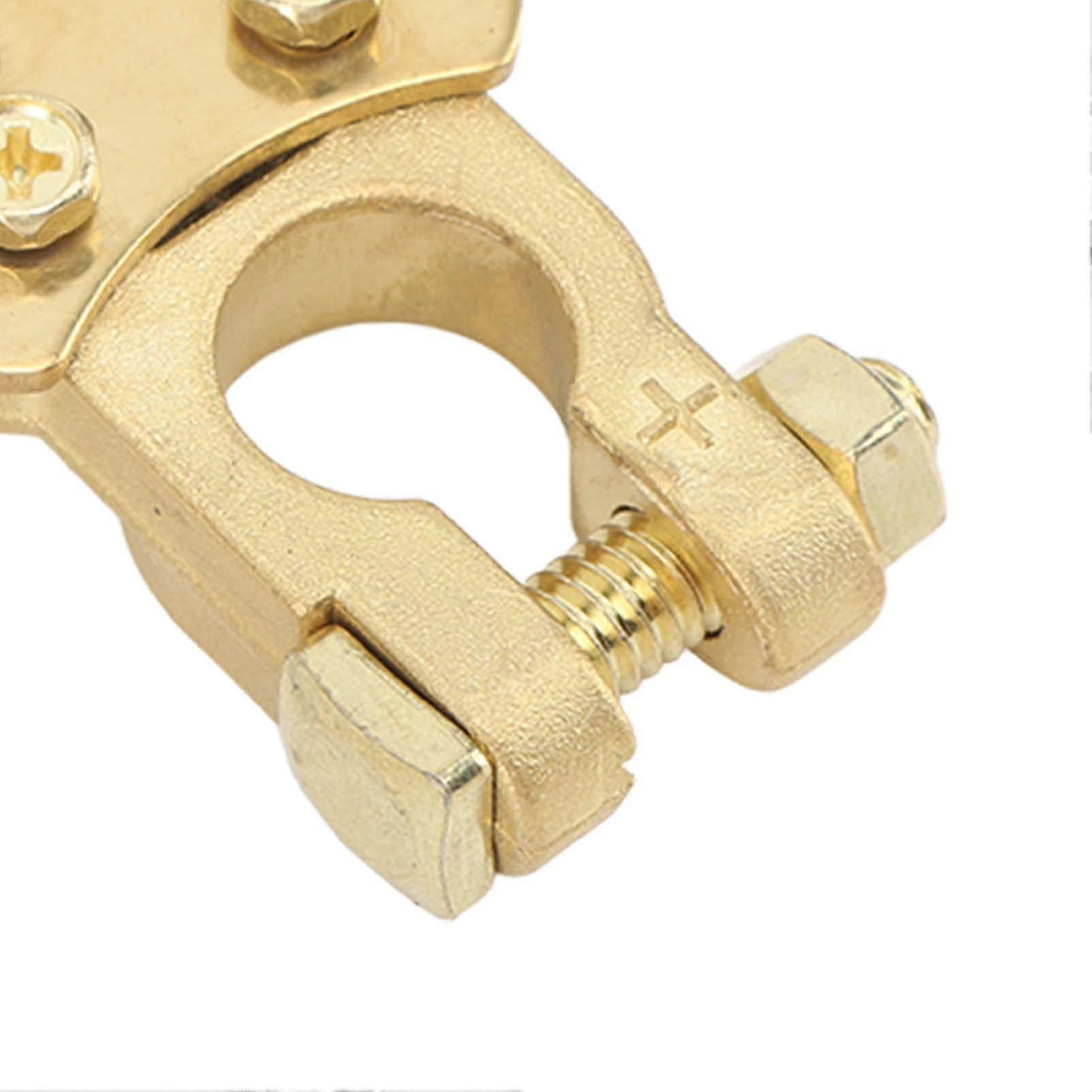 2Pcs Brass Car Battery Terminal Clamp Connector Set, Top Post Positive & Negative 1-3 Way 24/0 AWG