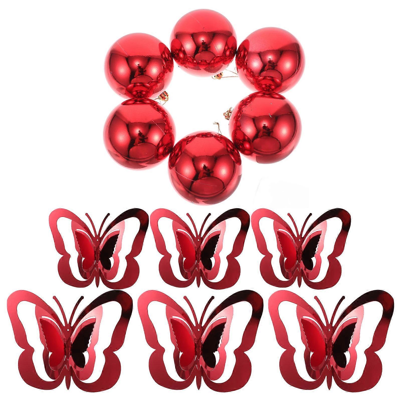 Paper Plastic Butterfly Garlands Ceiling Hanging Decorations 3Sets Red