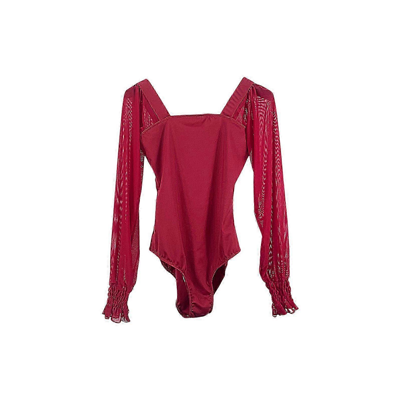 Ballet Leotards For Womens Long Sleeve Bodysuit Gymnastics Leotards Dance Clothings Ballerinas Leotard Bodysuit Gifts Xl Claret