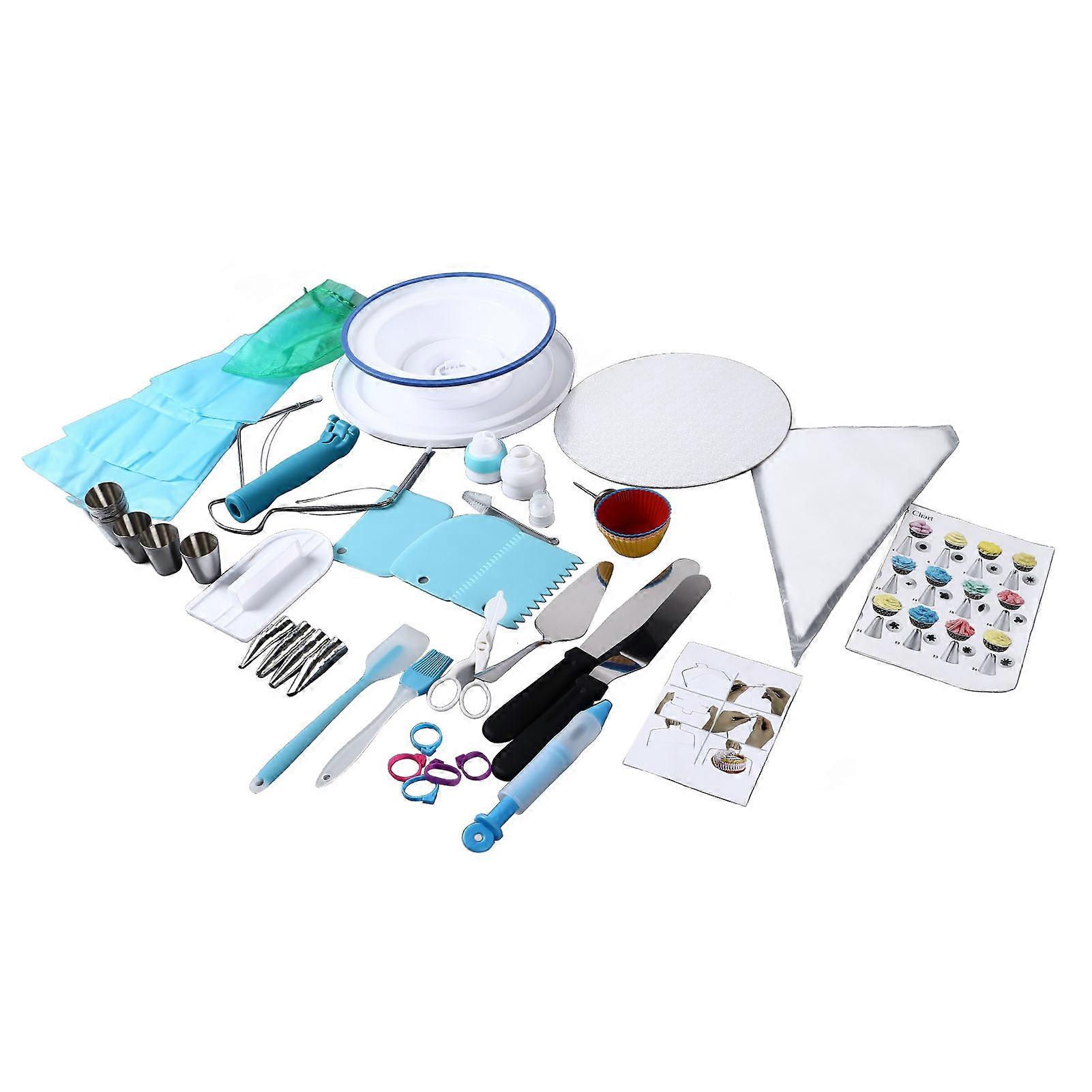 140PCS Cake Decorating Kit Turntable Tips Spatula Scraper Tool
