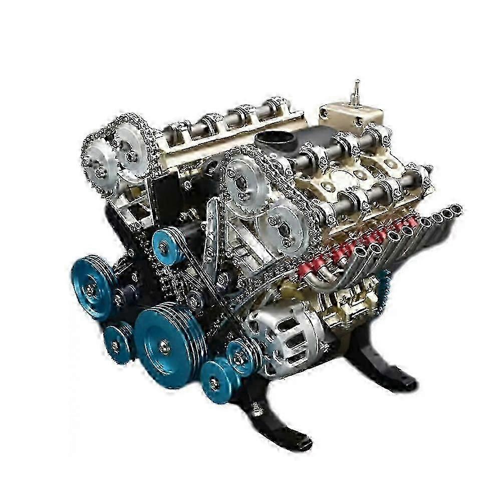 Modello di motore per auto completamente in metallo a 8 cilindri, kit modello di motore per auto in resina 25-26