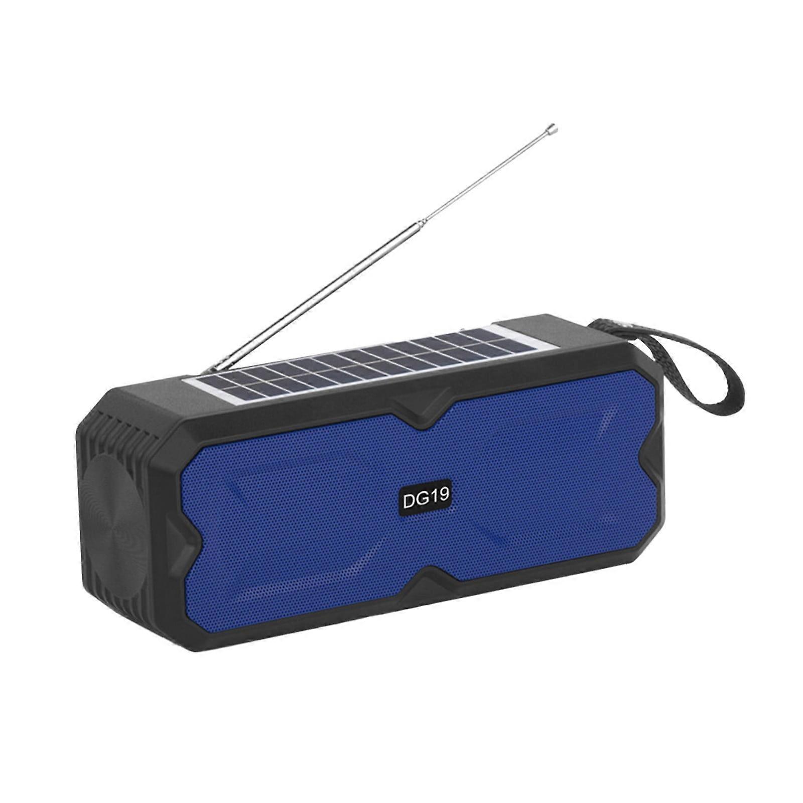 PAVEOS Solar Bluetooth Speaker with Large Battery, Multifunctional Playback, TF/Flash Disk, Radio, Mic, Compatible with Blue for Kids