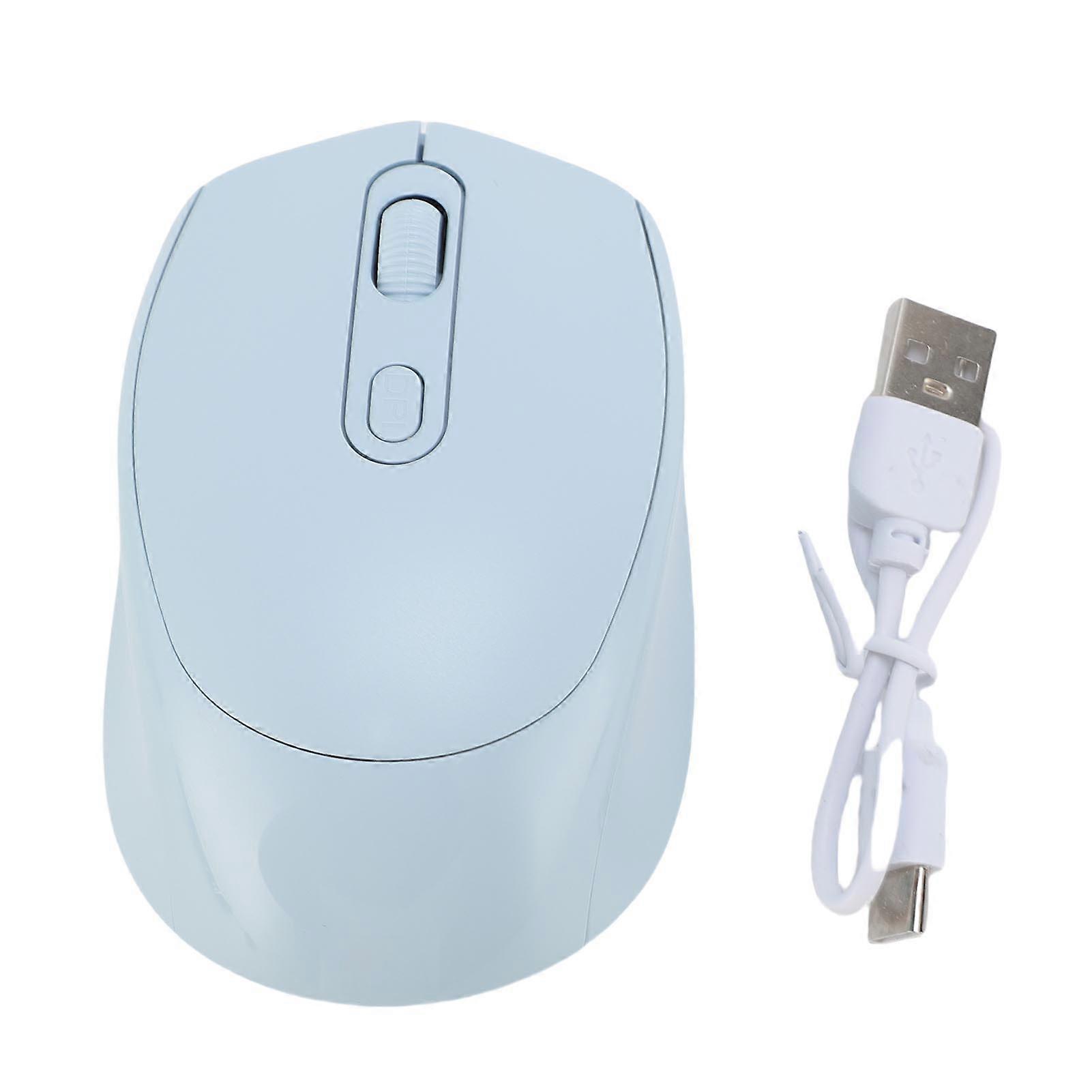Rechargeable Wireless Mouse Silent Design 2 Modes Adjustable DPI Macaron Color Light Blue