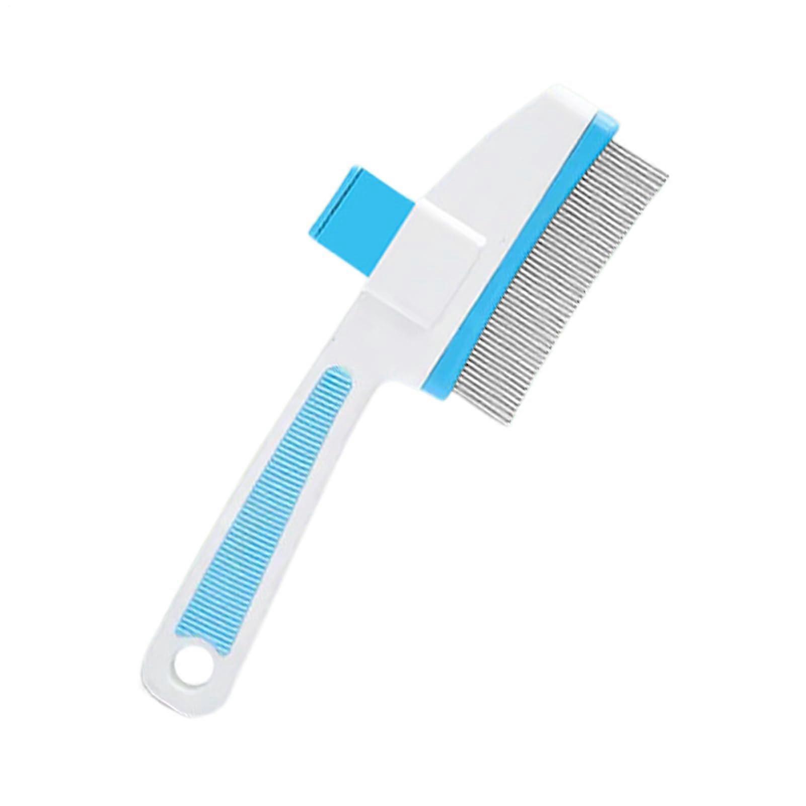 Brush for Cats Shedding Dog Grooming Tool With Release Button Kitten Flea Removal Comb Long Haired Cats And Dogs Blue