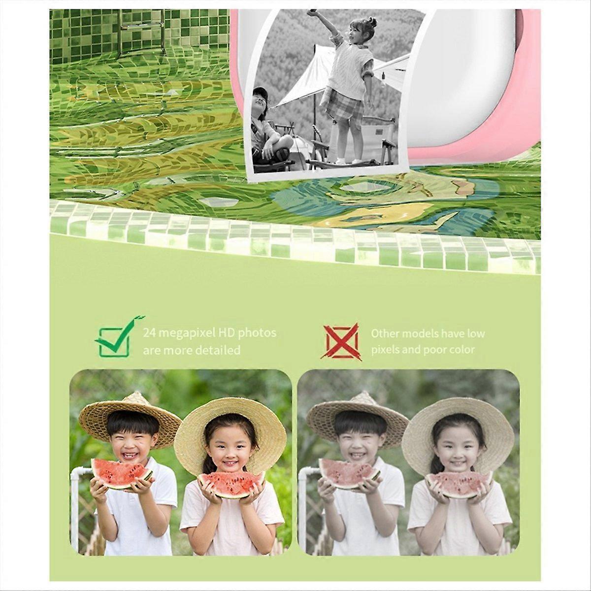 Children Print Camera Dual Camera One-Touch Printable Camera Green