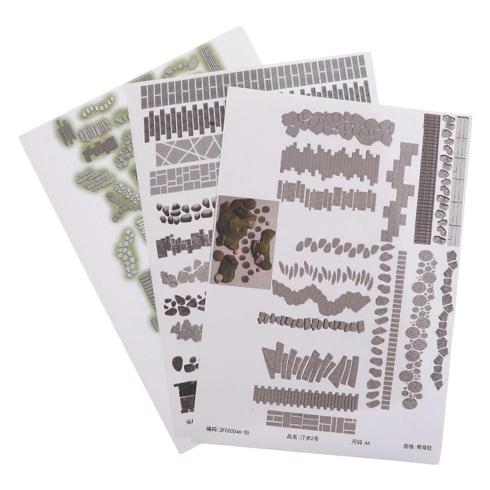 3 Sheets Micro Scale Model Road Stickers - Self Adhesive Paving Sheets For Architectural Sandscape Terrain - Sand Table Landscape Materials For Dioram