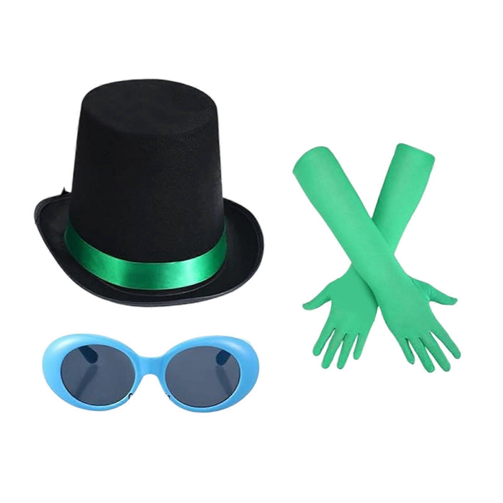Multi Purpose Cosplay Outfit Set With Fabric Hat Gloves Glasses for Themed Parties Character Performances Multicolor