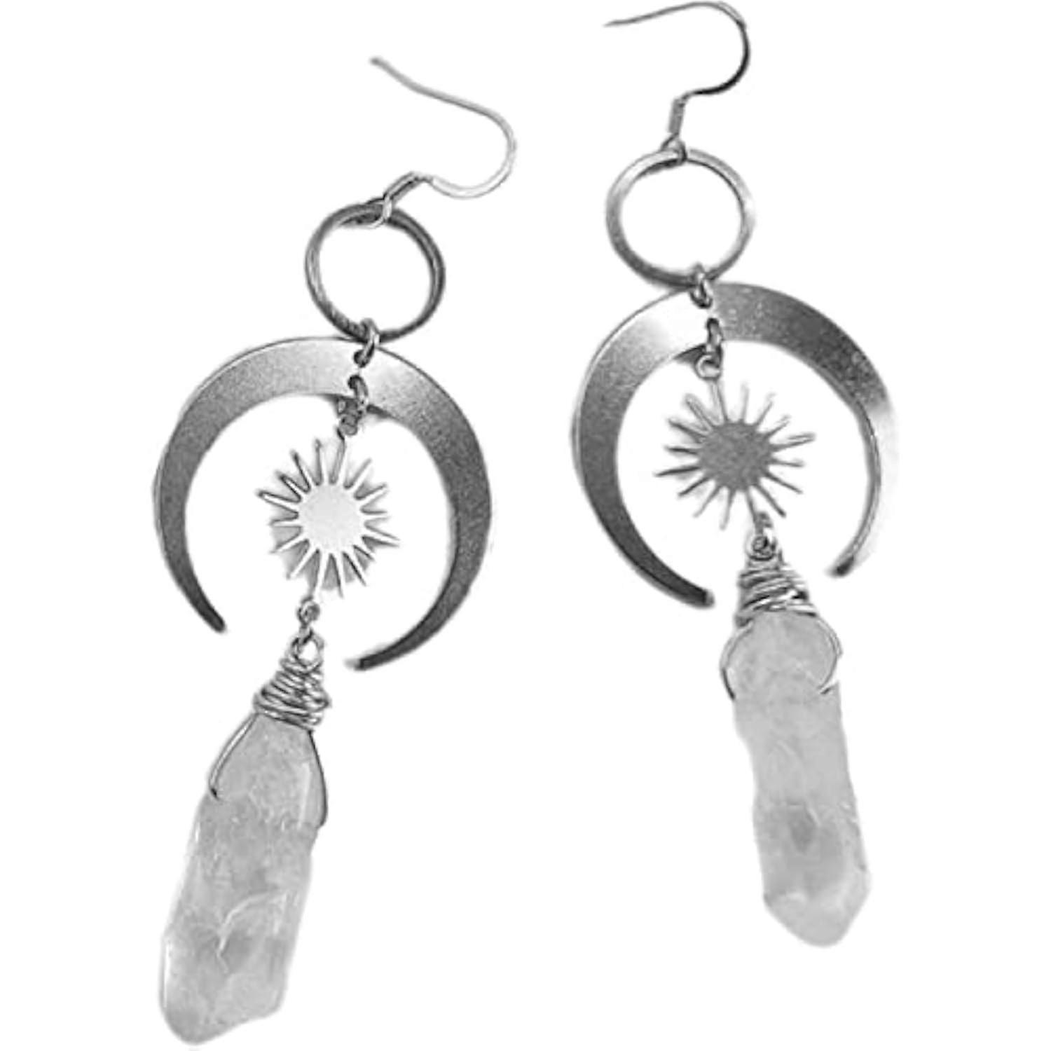 Clear Quartz Glass Earring  Bohemian Healing Earrings for Women, Crystal