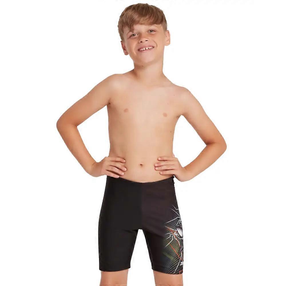Zoggs Boys Shark Break طباعة جهاز تشويش منتصف السباحة - أسود