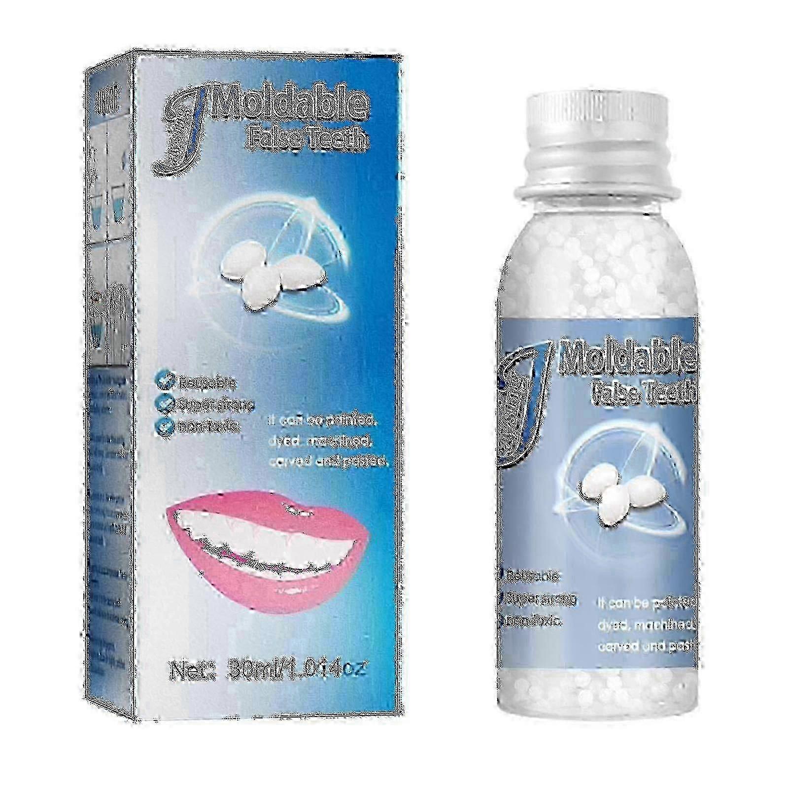 Jaysuing 30ml Moldable False Teeth White Particles Reusable Non-toxic Temporarily Fill Regain Smile