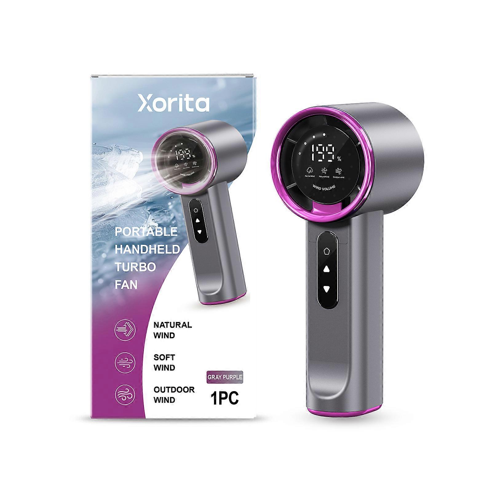 Xorita's Gray-Purple High-Speed Handheld Fan Features Three Adjustable Wind Speeds