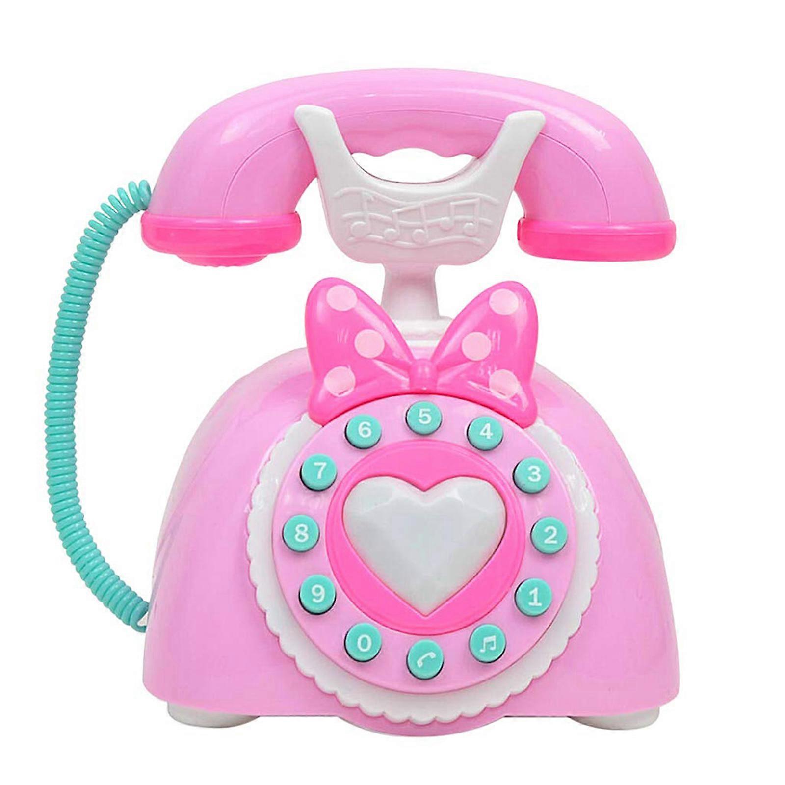 Retro Styles Electronic Telephone Toy Child Electronic Phone Plastic Texture Suitable for Toddlers Language Learning  Pink
