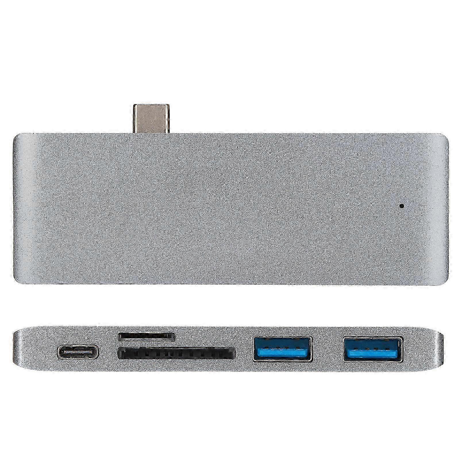 Portable 5 in 1 USB C Hub PD Fast Charge Multi Port Expansion Adapter for Tablets and Laptops Grey