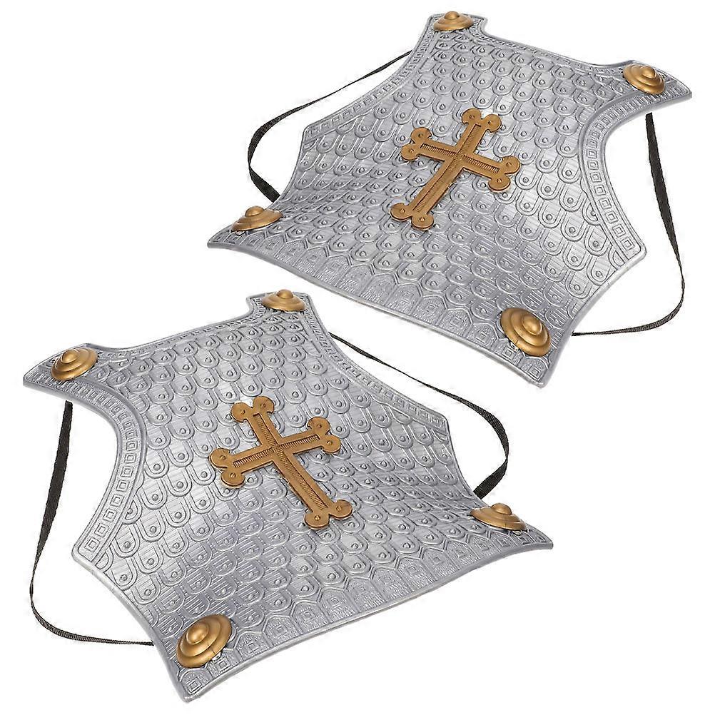 Roman Armour Kids Solid Cross Armour for Role Play 2Pcs Silver Plastic