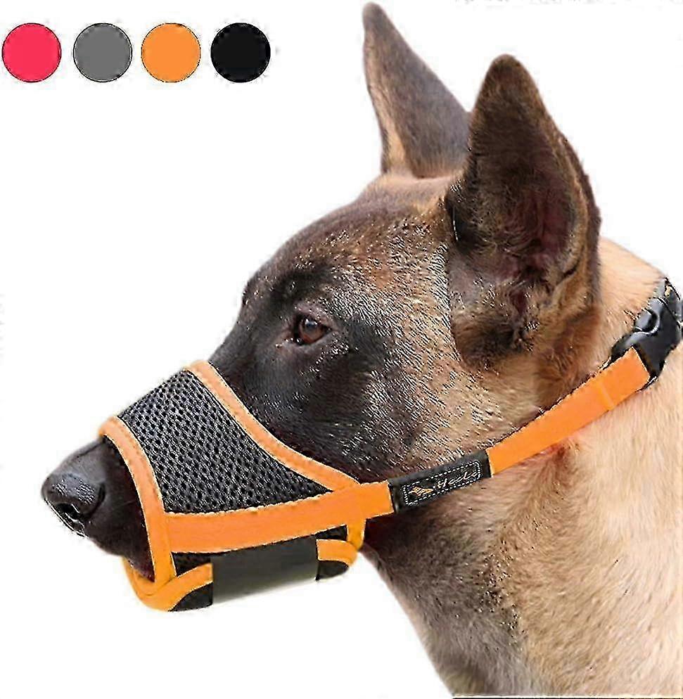 Dog Muzzle Breathable Mesh and Durable Nylon Dog Muzzle with Adjustable Loop and Soft Pad (Orange, S)