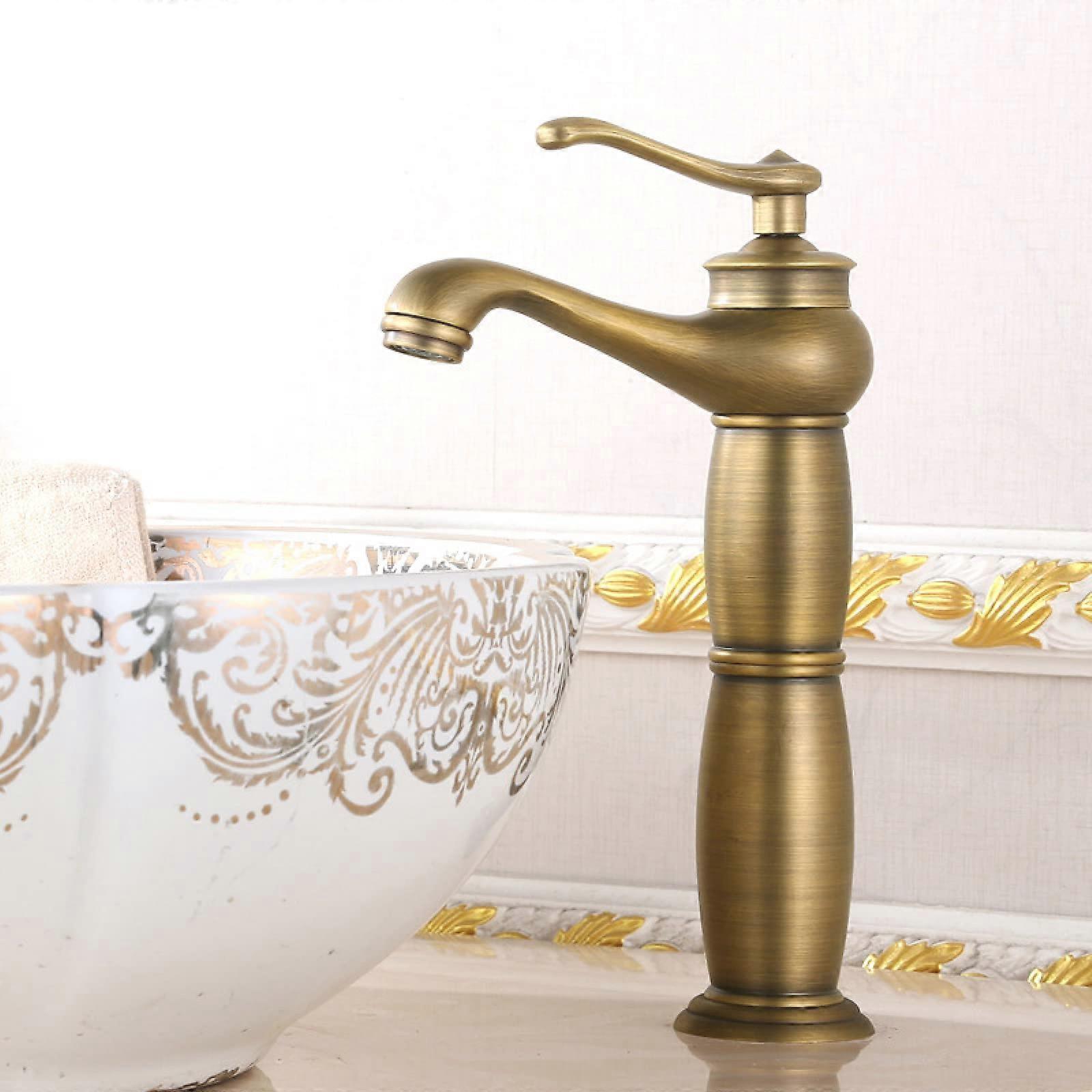 Mixer Tap Vintage Brass Faucet Single Handle Single Hole Hot And Cold Water  Arc