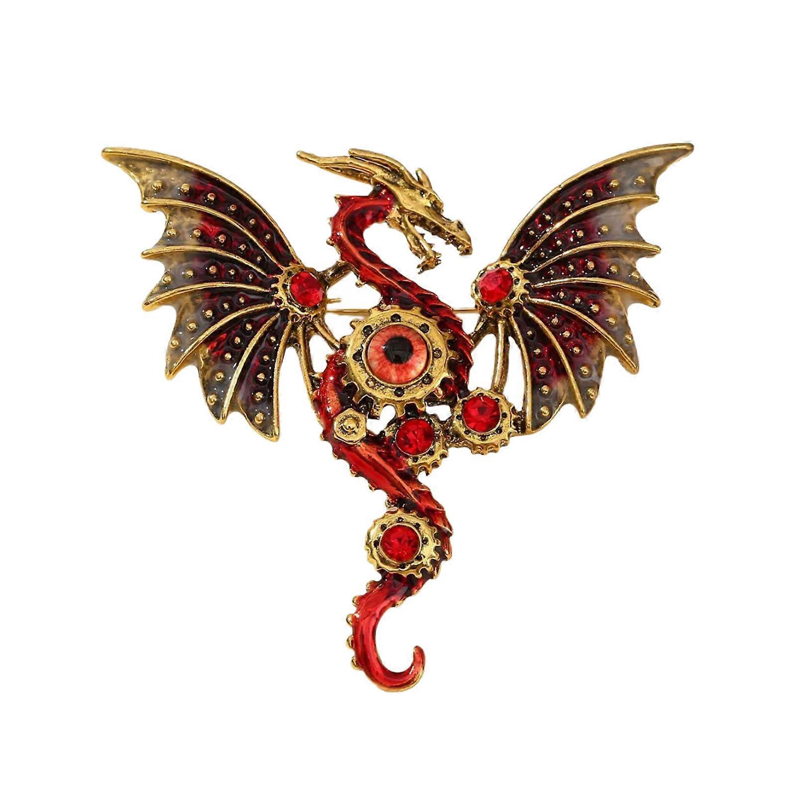 Dragon Art Brooch Sturdy Alloy Craftsmanship Ideal for Daily Use or Celebratory Styles Enhancements  Red