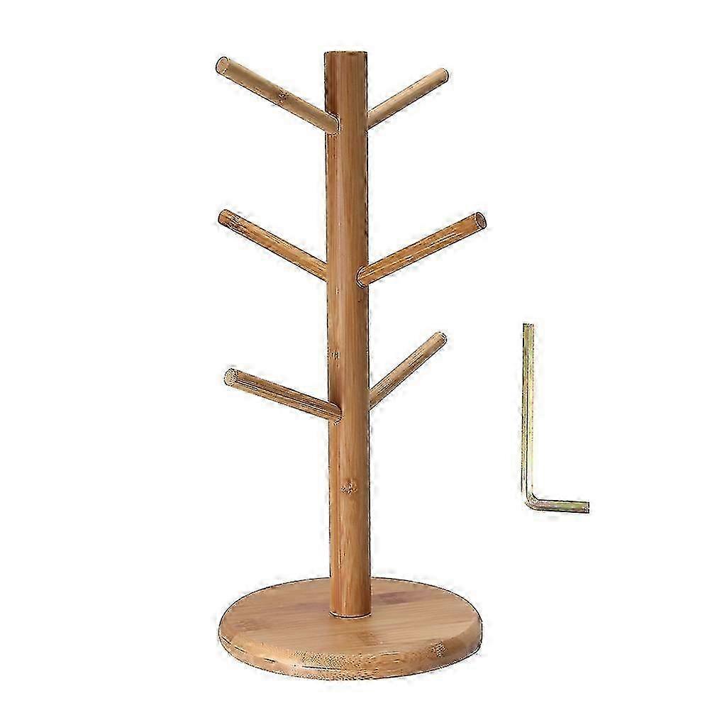 Bamboo Mug Rack with 6 Hooks for Tea Cup Storage x